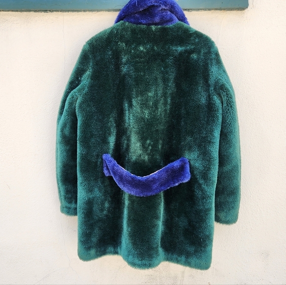 PINKO Stendino Colorblock Faux Fur Double Breasted Coat - Picture 5 of 12